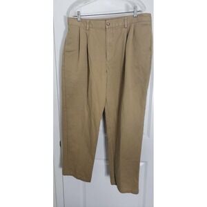 L L Bean Mens Straight Pants Brown Zip Fly Comfort Waist Pockets Lined Cotton 38